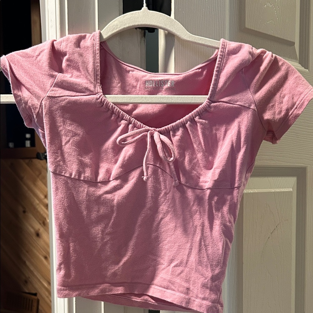 Hollister Pink Crop Top with Front Tie